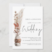 Boho Pampas Grasses QR Code Einladung Hochzeit (Vorderseite)