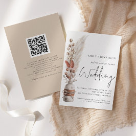 Boho Pampas Grasses QR Code Einladung Hochzeit