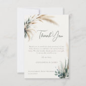 Boho Pampas Greenerenery Sage Calligraphy Baby Sho Dankeskarte (Vorderseite)