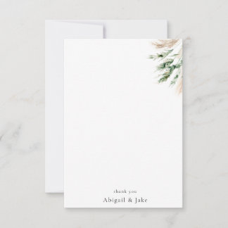 Boho Pampas & Greenery Minimalistisch Personalisie Dankeskarte