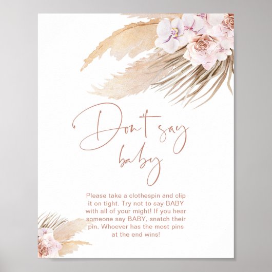 Boho pampas grush Dont sagen baby Poster (Vorne)
