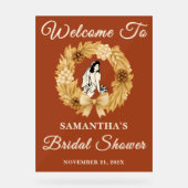 Boho Pampas Herbst Brautparty Willkommen Acrylschild (Vorderseite)