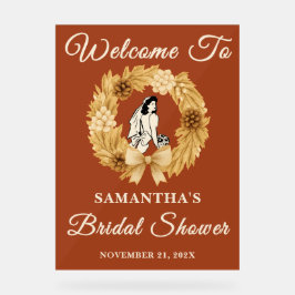 Boho Pampas Herbst Brautparty Willkommen Acrylschild