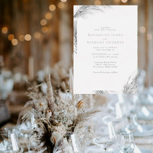 Boho-Pampas-Hochzeit Silber Folieneinladung