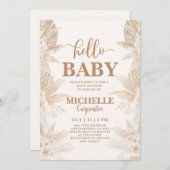 Boho Pampas Kinderdusche Einladung (Vorne/Hinten)