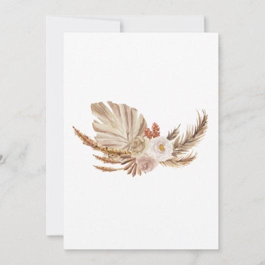 Boho Pampas können wir schon frühzeitig abwarten Einladung (Rückseite)