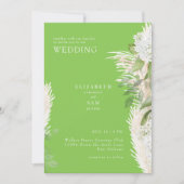 Boho Pampas Lime Green White Hydrangea Wedding Einladung (Vorderseite)