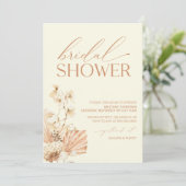 Boho Pampas Modern Bridal Shower floral Invitation Einladung (Stehend Vorderseite)