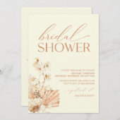 Boho Pampas Modern Bridal Shower floral Invitation Einladung (Vorne/Hinten)