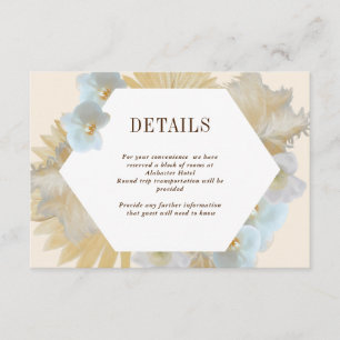 Boho Pampas Orchid Wedding Details Card Begleitkarte