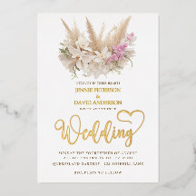 Boho Pampas & Orchid Wedding Foil