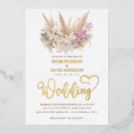 Boho Pampas & Orchid Wedding Foil Folieneinladung