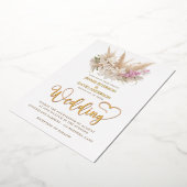 Boho Pampas & Orchid Wedding Foil Folieneinladung (Gedreht)