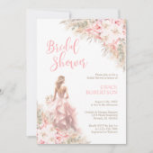 Boho Pampas Orchids Peonies Dress Brautparty Einladung (Vorderseite)