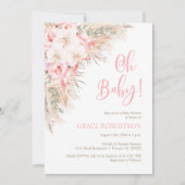 Boho Pampas Orchids Peonies Girl Oh Baby Dusche Einladung (Vorderseite)