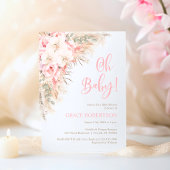 Boho Pampas Orchids Peonies Girl Oh Baby Dusche Einladung