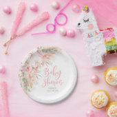 Boho Pampas Orchids Peonies Neutral Baby Shower Pappteller (Party)