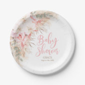 Boho Pampas Orchids Peonies Neutral Baby Shower Pappteller (Vorderseite)