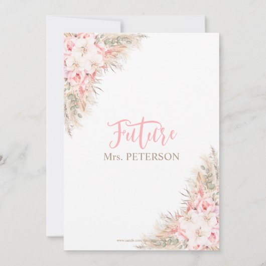 Boho Pampas Orchids Peonies Neutrales Brautparty Einladung (Rückseite)