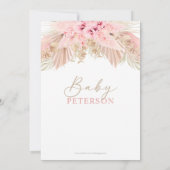 Boho Pampas Orchids Pink Neutral HELLO Babydusche Einladung (Rückseite)