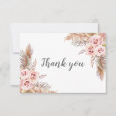 Boho Pampas Pink Blush Floral Dankeskarte (Vorderseite)