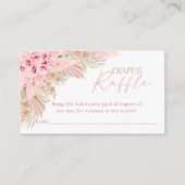Boho Pampas Pink Girl DIAPER RAFFLE Babydusche Begleitkarte (Vorderseite)