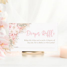 Boho Pampas Pink Girl DIAPER RAFFLE Babydusche Begleitkarte