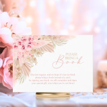 Boho Pampas Pink Neutral bringen ein Buch Baby Dus