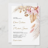 Boho Pampas Pink Orchid Floral QR Code Hochzeit Einladung (Vorderseite)