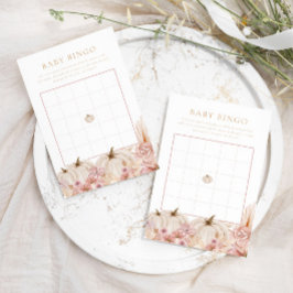 Boho Pampas Pink Pumpkin Baby Bingo Game