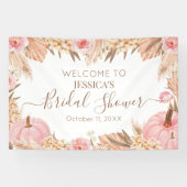 Boho Pampas Pink Pumpkin bridal shower Welcome Banner (Horizontal)