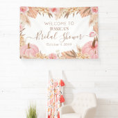 Boho Pampas Pink Pumpkin bridal shower Welcome Banner (InSitu)