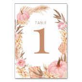 Boho Pampas pink  Pumpkin Table number Tischnummer (Rückseite)