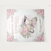 Boho Pampas Pink Rockhorn Hintergrund Wandteppich (Vorderseite (Horizontal))