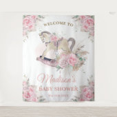 Boho Pampas Pink Rockhorn Hintergrund Wandteppich (Vorderseite)