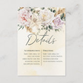 Boho Pampas & Pink Roses Cream Details Hochzeit Begleitkarte (Vorderseite)