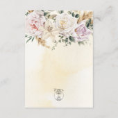 Boho Pampas & Pink Roses Cream Details Hochzeit Begleitkarte (Rückseite)