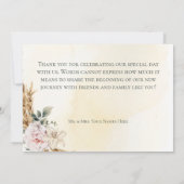 Boho Pampas & Pink Roses Cream Wedding Dankeskarte (Rückseite)