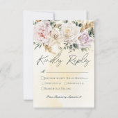 Boho Pampas & Pink Roses Cream Wedding RSVP Karte (Vorderseite)