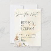 Boho Pampas & Pink Roses Cream Wedding Save The Date (Vorderseite)