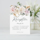 Boho Pampas & Pink Roses Empfang Hochzeit Begleitkarte (Stehend Vorderseite)