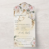 Boho Pampas & Pink Roses Gelbes Abendessen All In One Einladung (Innen Boden)