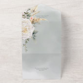 Boho Pampas & Pink Roses Green Dinner All In One Einladung (Außenbereich)