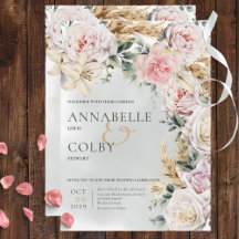 Boho Pampas & Pink Roses Green Wedding
