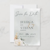 Boho Pampas & Pink Roses Green Wedding Save The Date (Vorderseite)