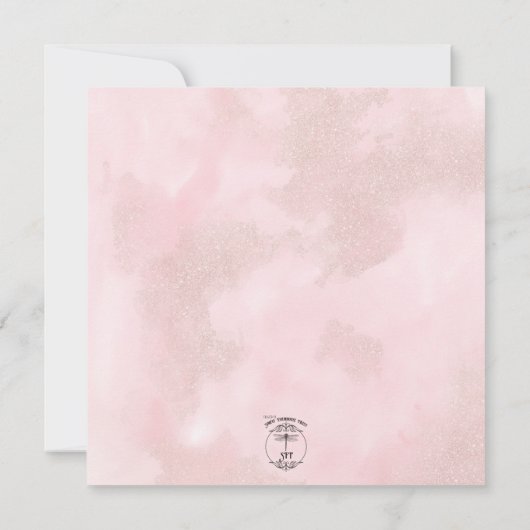 Boho Pampas & Pink Roses Square Wedding Einladung (Rückseite)