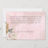 Boho Pampas & Pink Roses Wedding Dankeskarte (Rückseite)