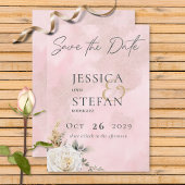 Boho Pampas & Pink Roses Wedding Save The Date