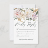 Boho Pampas & Pink Roses White Wedding RSVP Karte (Vorderseite)