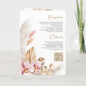Boho Pampas Pinke Orchideen Blumen QR Code Hochzei Einladung (Rückseite)
